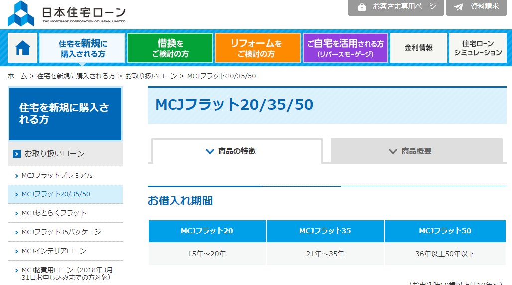 日本住宅ローン「MCJフラット35」