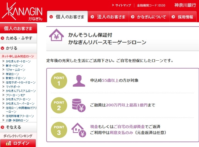 神奈川銀行かなぎんリバースモーゲージローン